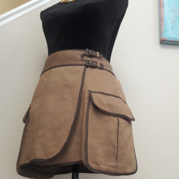 J.Crew/Brown/ Buckled/ Wrap/ Mini Skirt - Picture 4 of 8